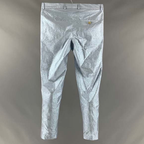 WALTER VAN BEIRENDONCK Silver Light Blue Polyamide Blend Dress Pants - Picture 2 of 4